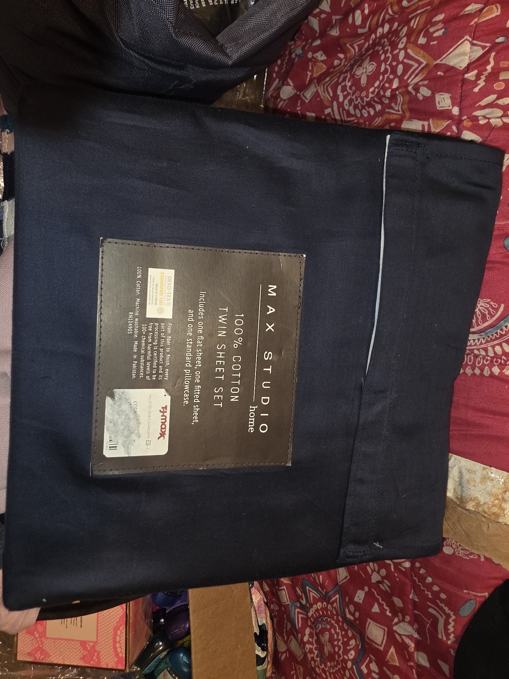 Max Studio Navy Blue Twin Sheet Set